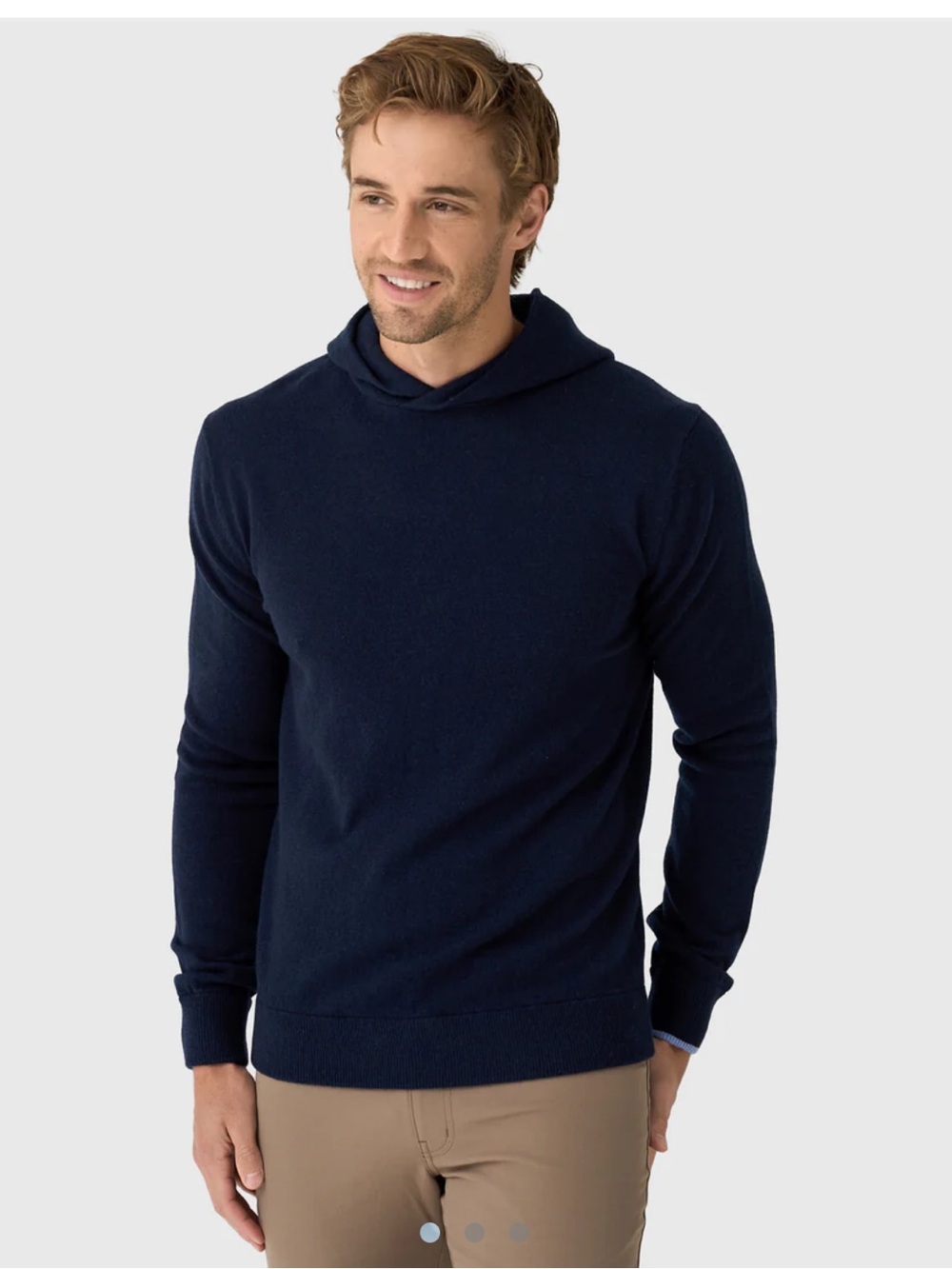 NEW. Greyson Men's Navy Cashmere Koko Hooded Sweater, size L.